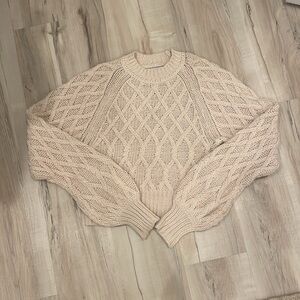 EQUIPMENT Roesia Cable Knit Crop Sweater Small (Light Pink)